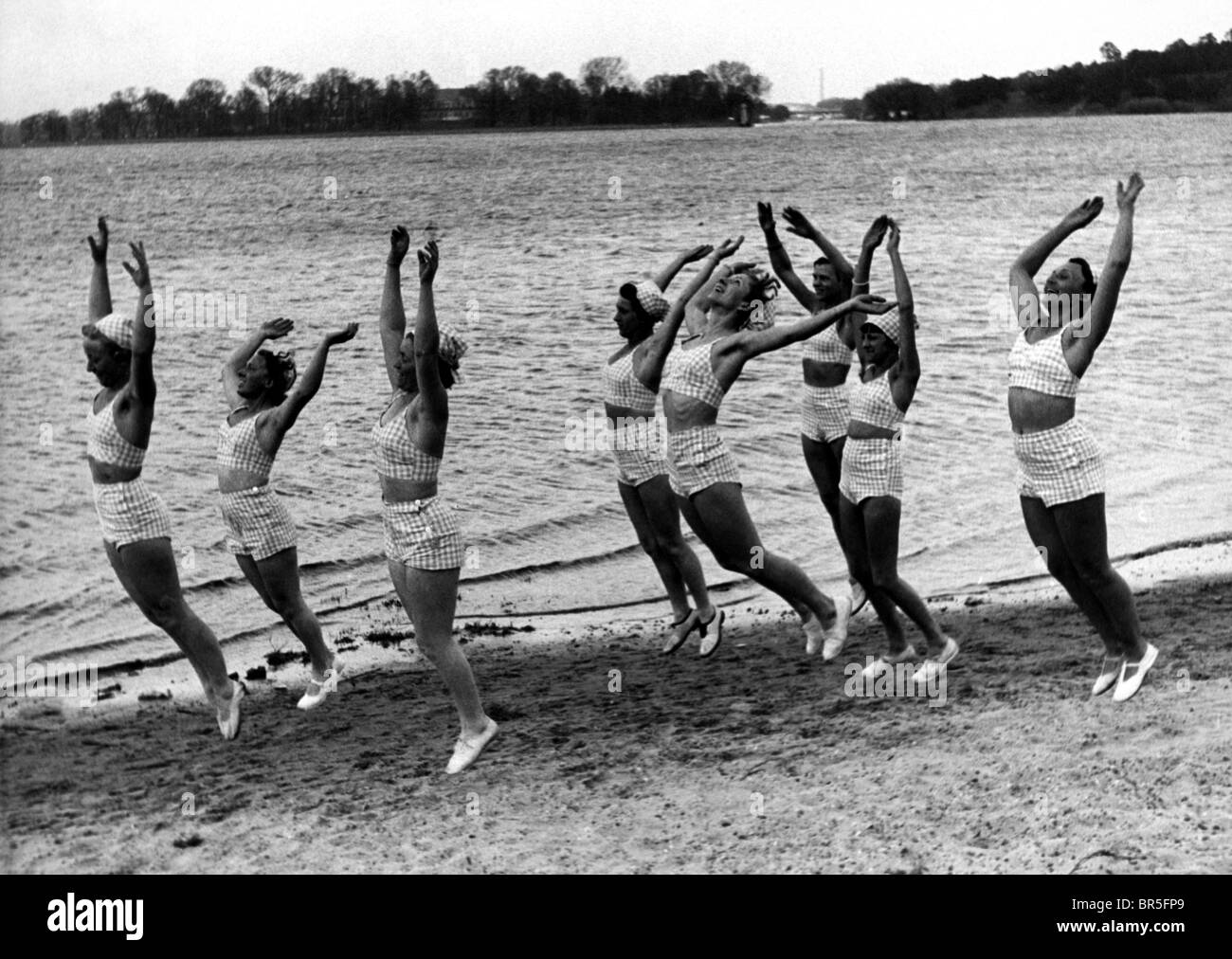 Historic photograph, women doing gymnastics, around 1929 Stock Photo