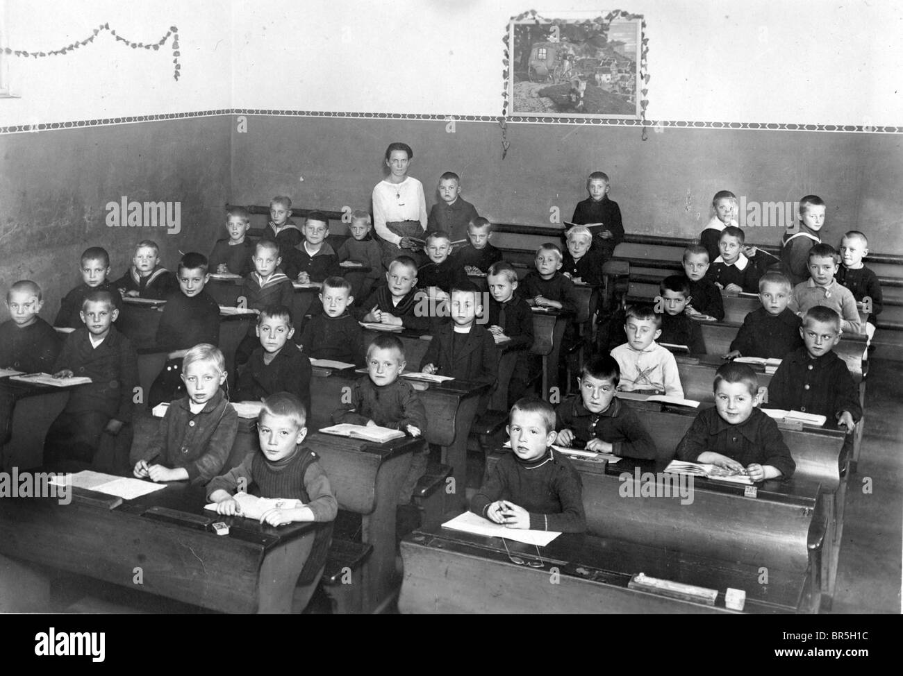 Historic photograph, all boy school class, around 1922 Stock Photo Alamy
