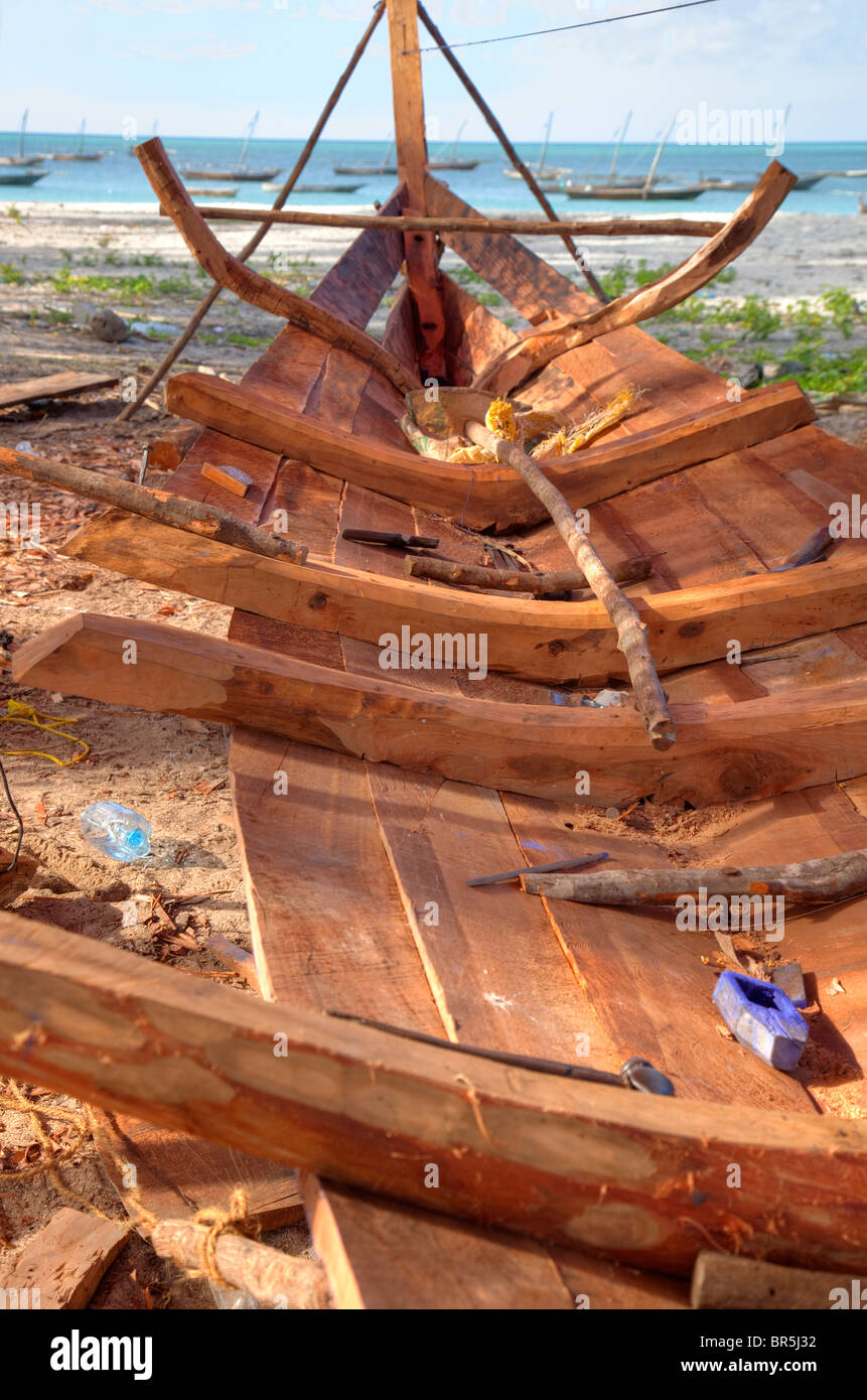 Nungwi, Zanzibar. Dhow Construction, Boat Building. Interior ribs give