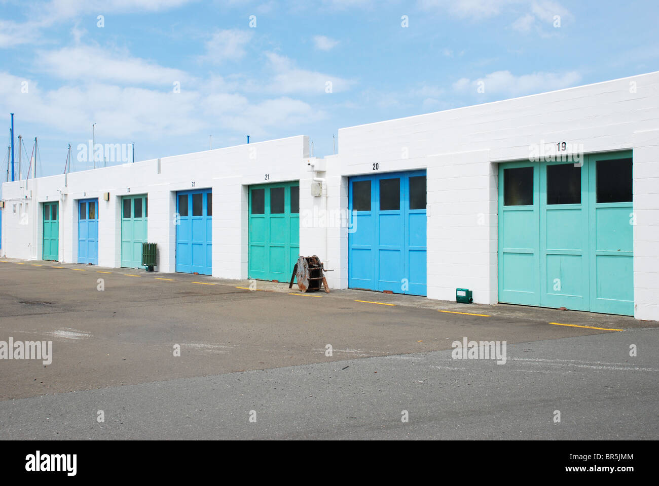 Boat sheds in marina, at Evans bay, Wellington Stock Photo Alamy