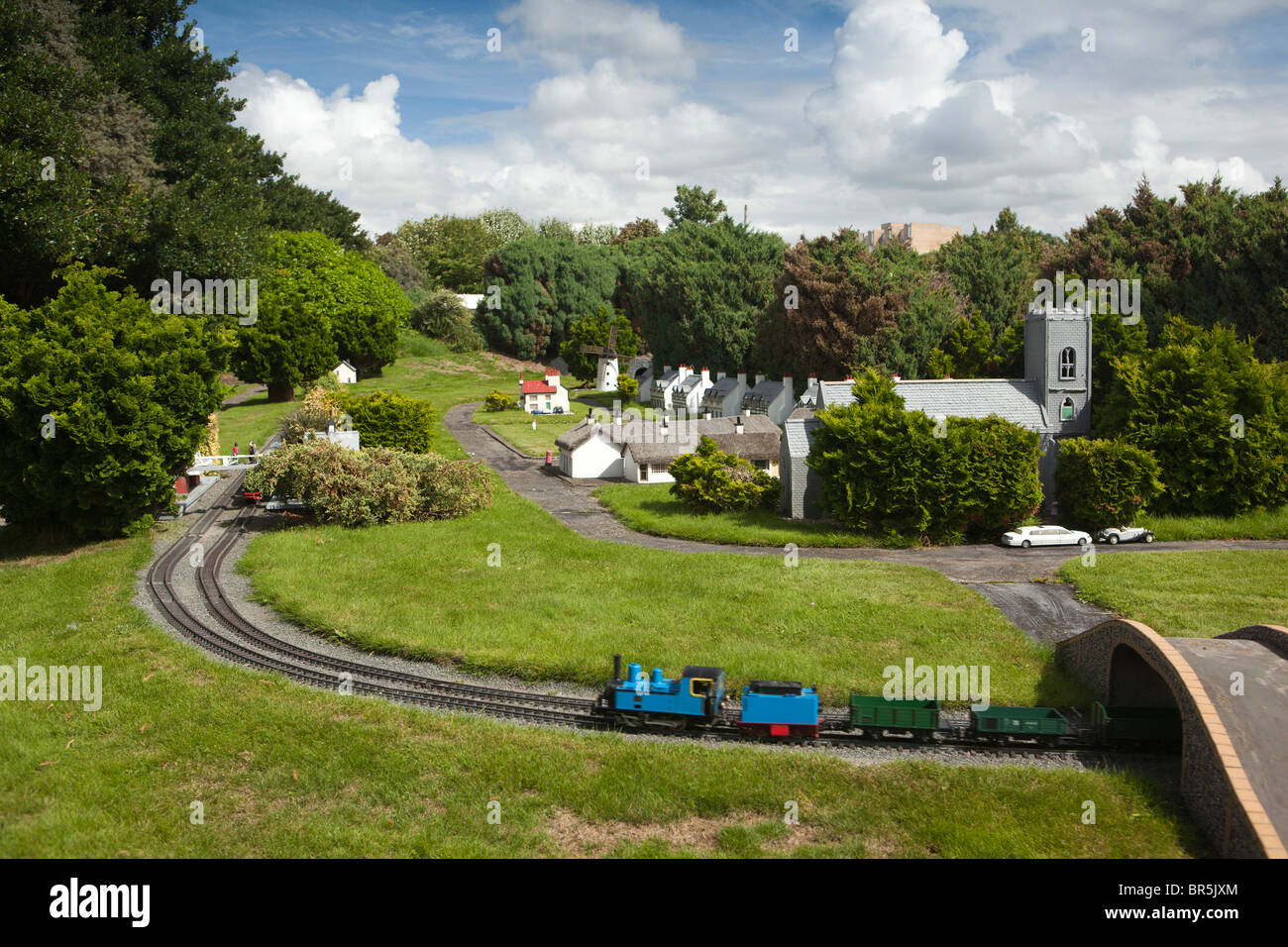 UK, England, Merseyside, Southport, train running through Model Railway