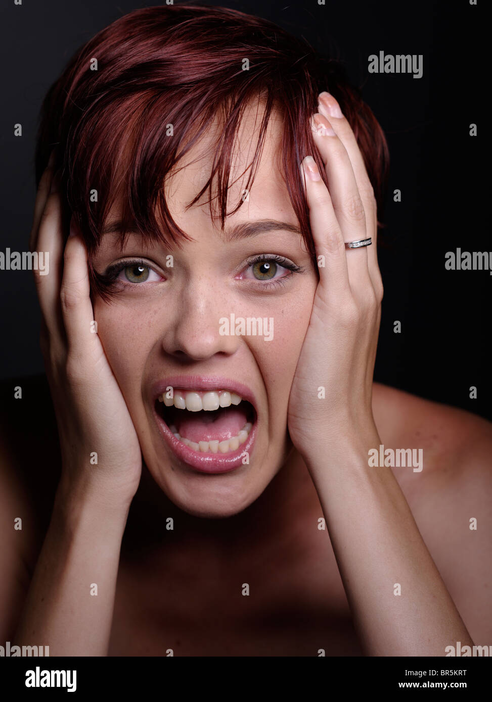 Young woman with headache / stress Stock Photo