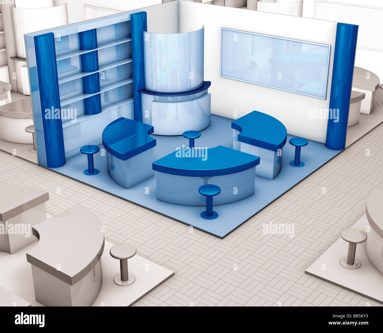 corner stand exhibition blue Stock Photo Alamy