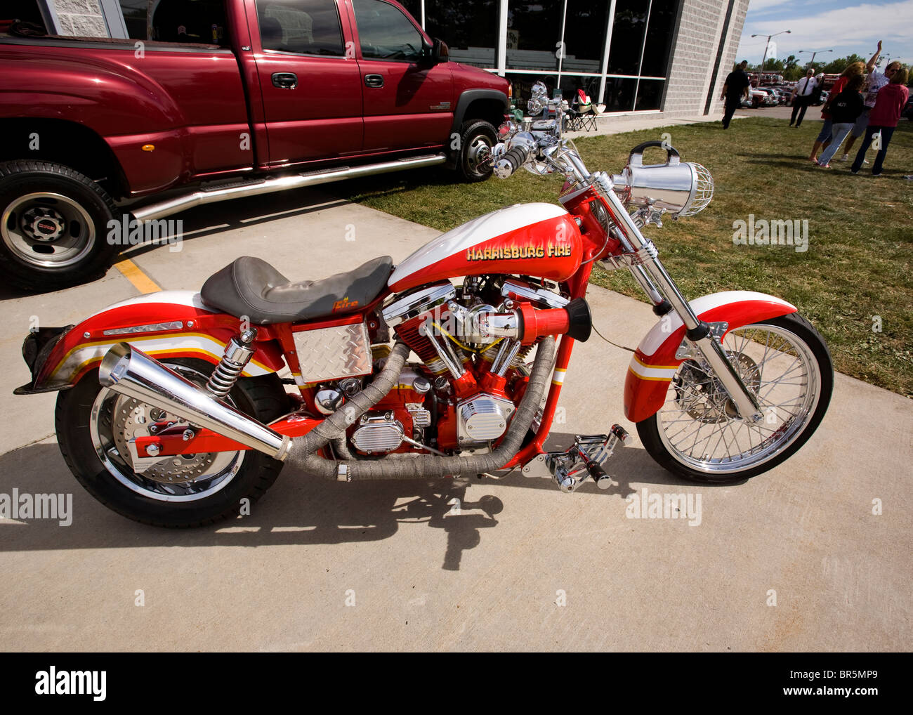 Custom fire department motorcycle - USA Stock Photo