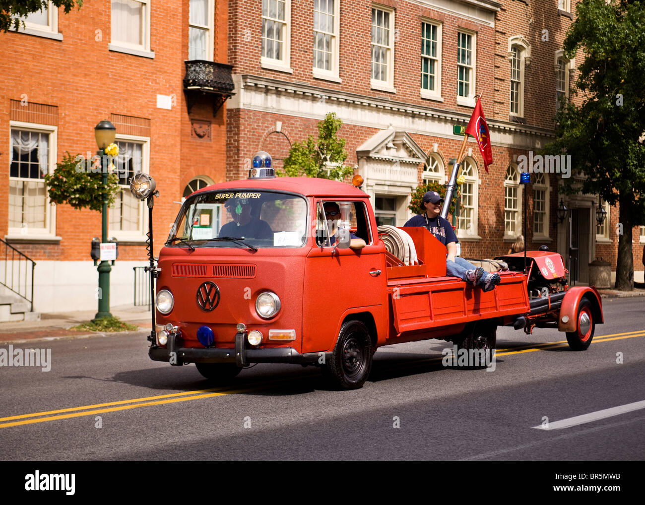 Vintage Volkswagen Kombi fire truck Stock Photo
