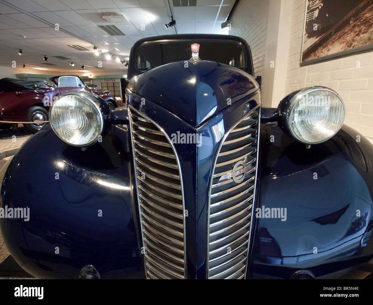 Vintage cars on display at the Volvo Museum at Arendal in Gothenburg Sweden Stock Photo