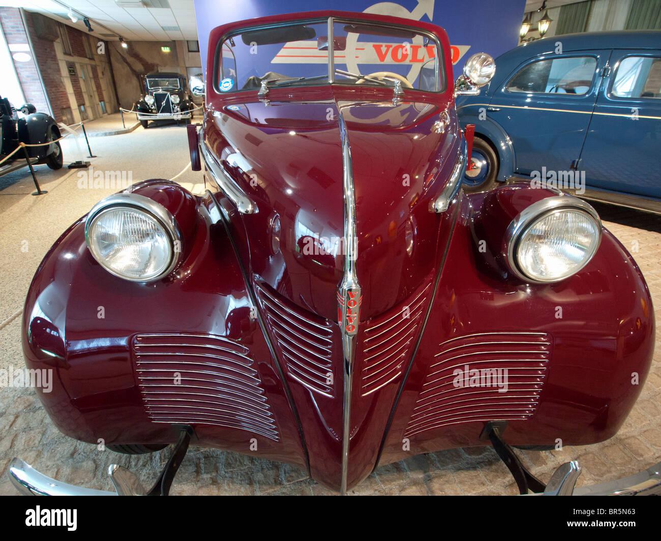 Vintage cars on display at the Volvo Museum at Arendal in Gothenburg Sweden Stock Photo
