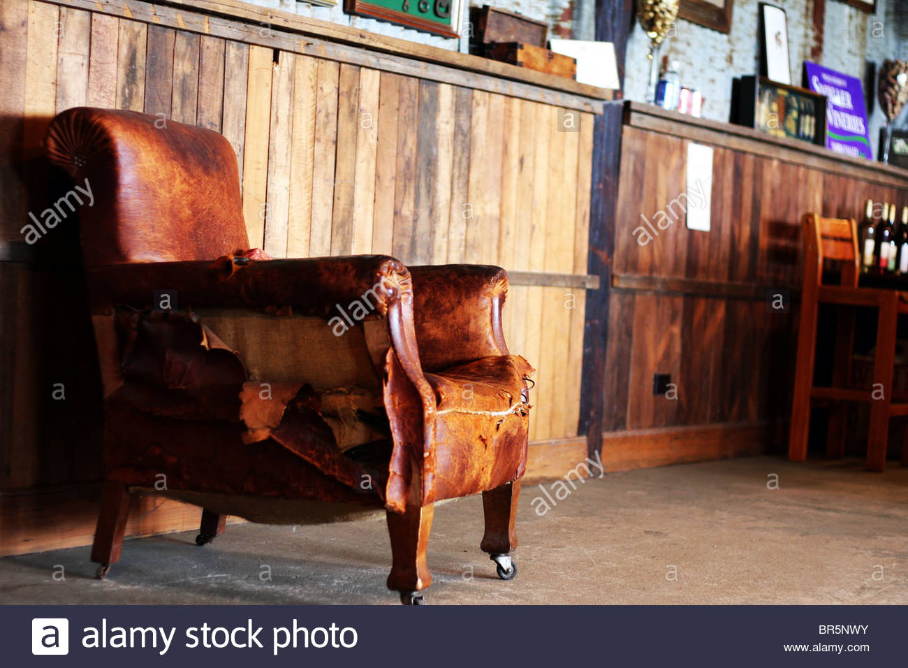 An Old Leather Chair In A Wine Tasting Room Yarra Valley