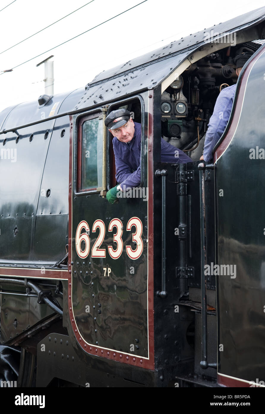 The 'Princess Coronation' class steam locomotive 'Duchess of Sutherland' hauling the 'Cumbrian Mountain Express'. Stock Photo