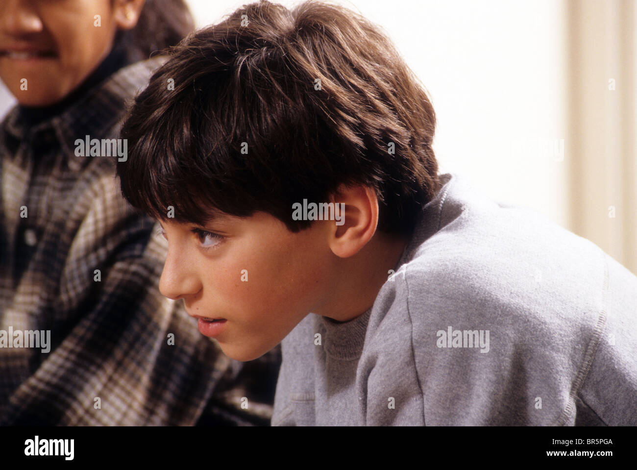Junior High School Boy Listen Intent Attention Portrait Face