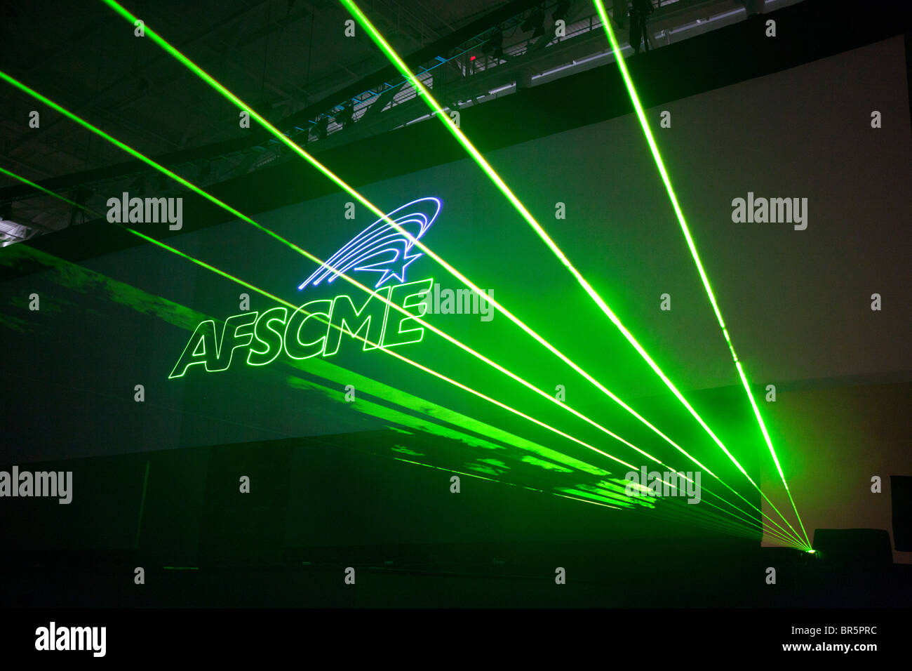 Boston, Massachusetts - A laser light show duriing the convention of the public employees union AFSCME. Stock Photo