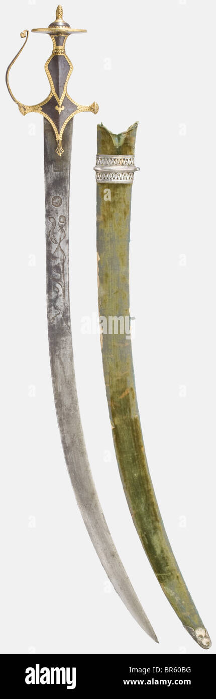 An Indian tulwar, end of the 18th century Slightly curved, single-edged ...
