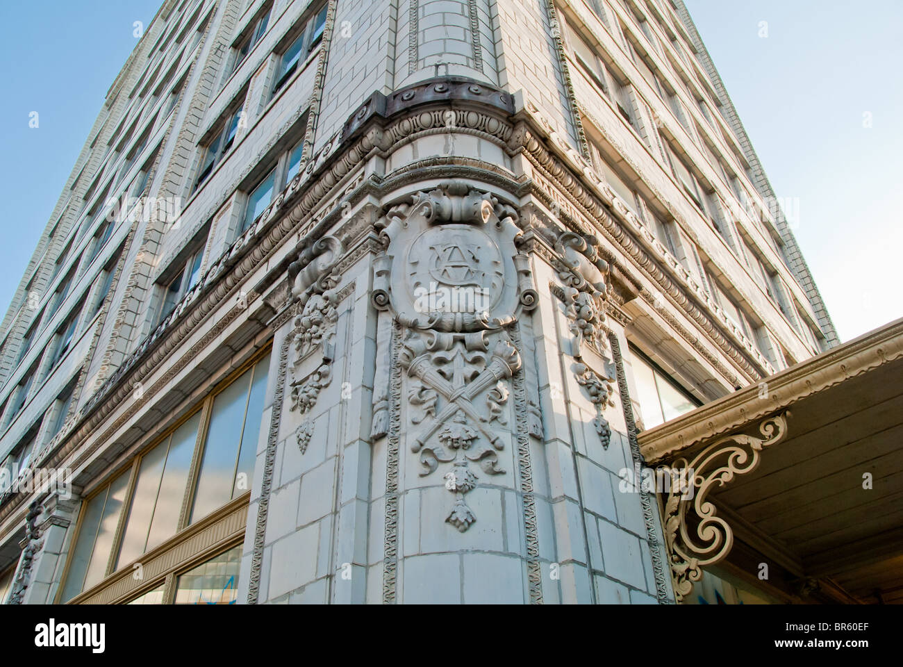 The Van Antwerp Building, Beaux-Arts style with a terra cotta facade, Mobile, Alabama, USA Stock Photo