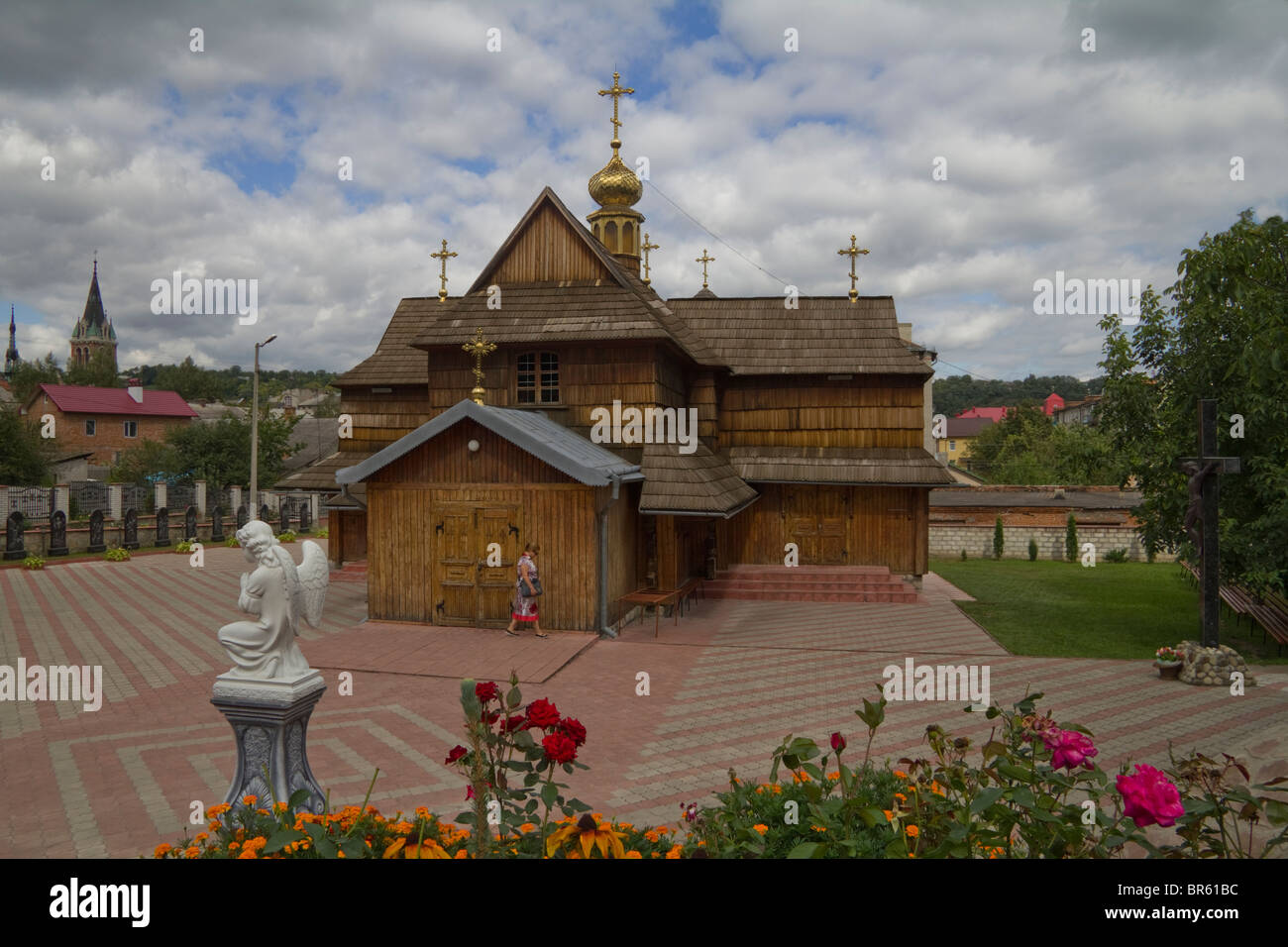 Wooden church of Dormition, Chortkiv, Ternopil oblast (province), Podillya, Western Ukraine Stock Photo