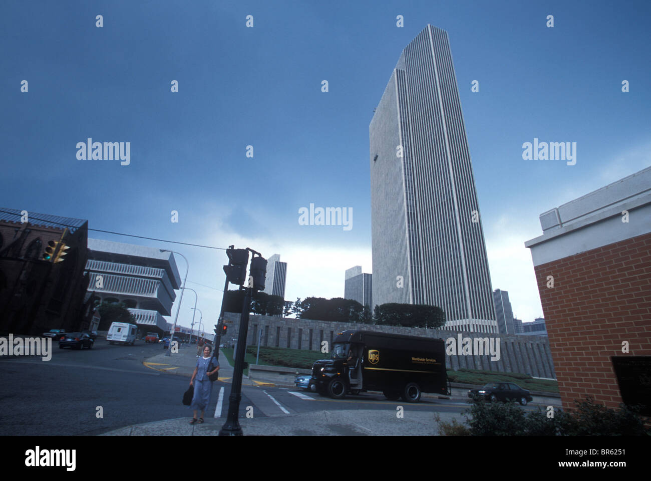 The Corning Tower rises above the New York State Capitol complex in