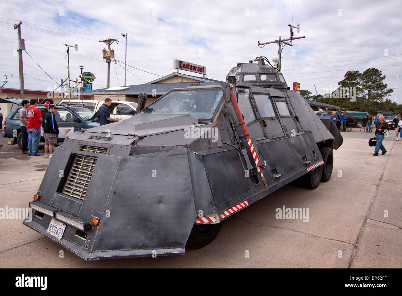 Sean Casey's 'Tornado Intercept Vehicle', an armoured truck designed to withstand the winds of a tornado Stock Photo