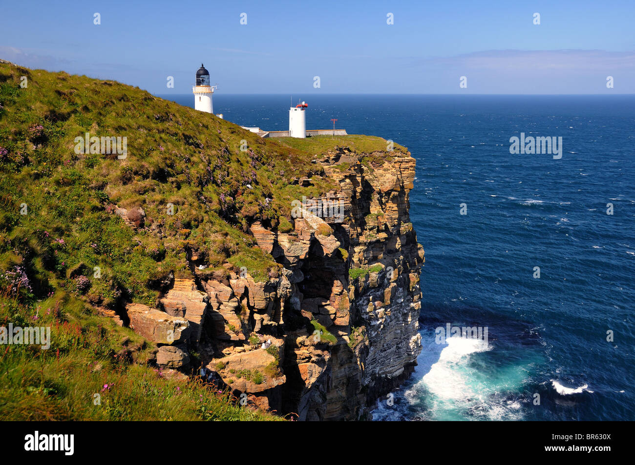 Dunnet Head lighthouse (the mopst northerly point in mainland Britain), Caithness, Scotland Stock Photo