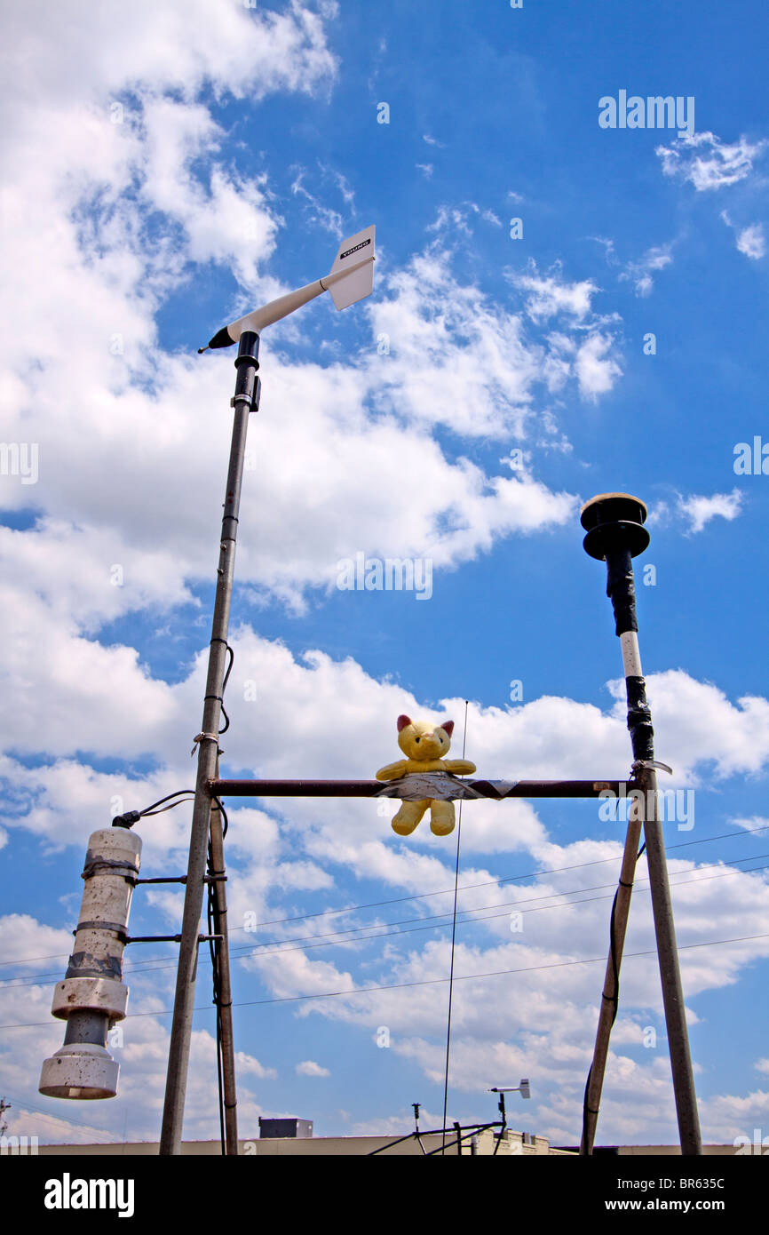 Weather instrumentation sits atop a storm intercept vehicle in Kansas, May 6, 2010 Stock Photo