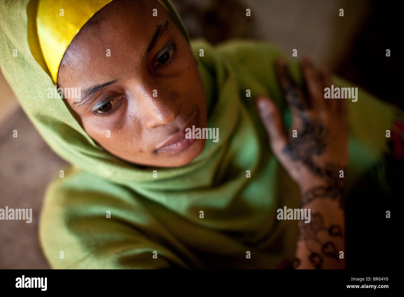 Young woman with henna art - Stonetown, Zanzibar, Tanzania. Stock Photo