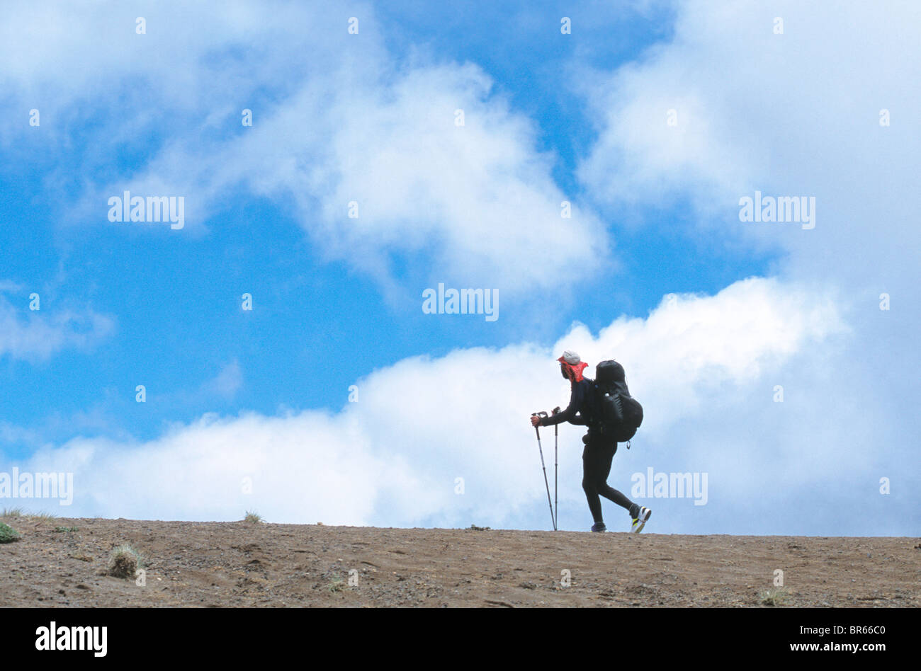 A man hikes the Pacific Crest Trail on a cloudy day Stock Photo Alamy
