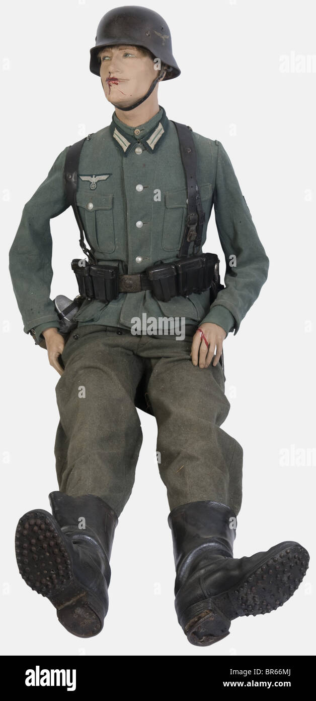 Guêtres Militaires Repro Luftwaffe - Bleu & Cuir Marron - Style WW2 Allemand - Neuf