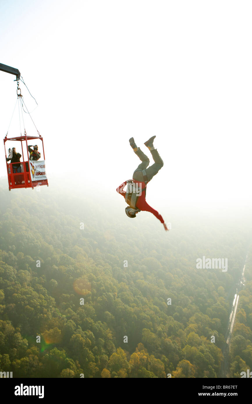 Unknown Base Jumper leaps off the New River bridge at