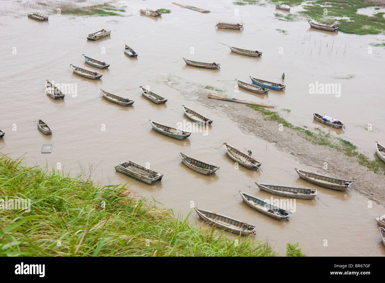 Fishing boats on the beach of East China Sea, Xiapu, Fujian, China Stock Photo