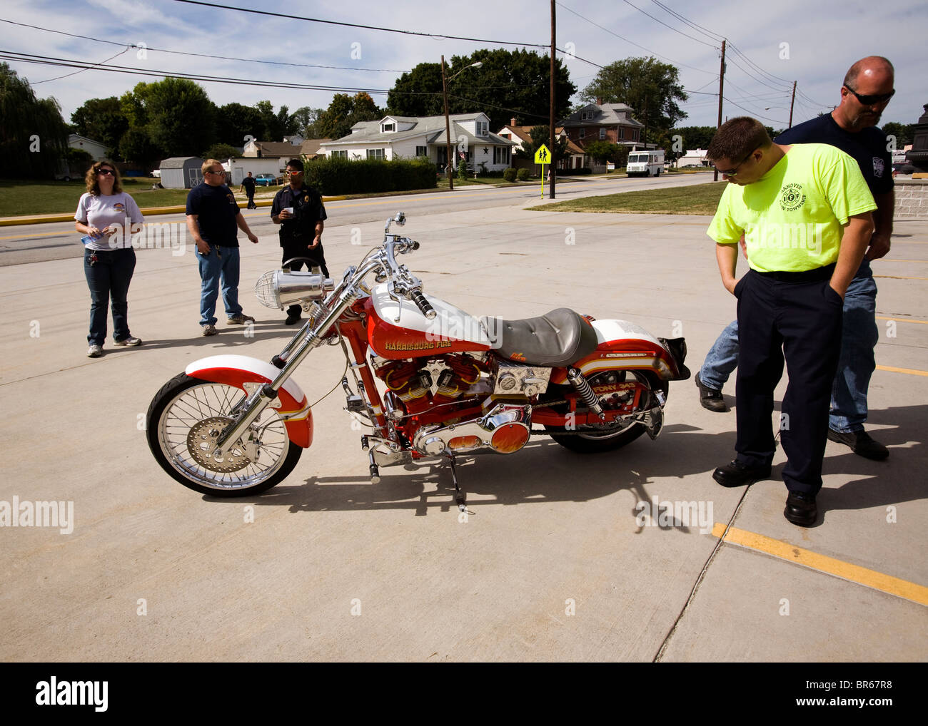 Custom fire department motorcycle Stock Photo