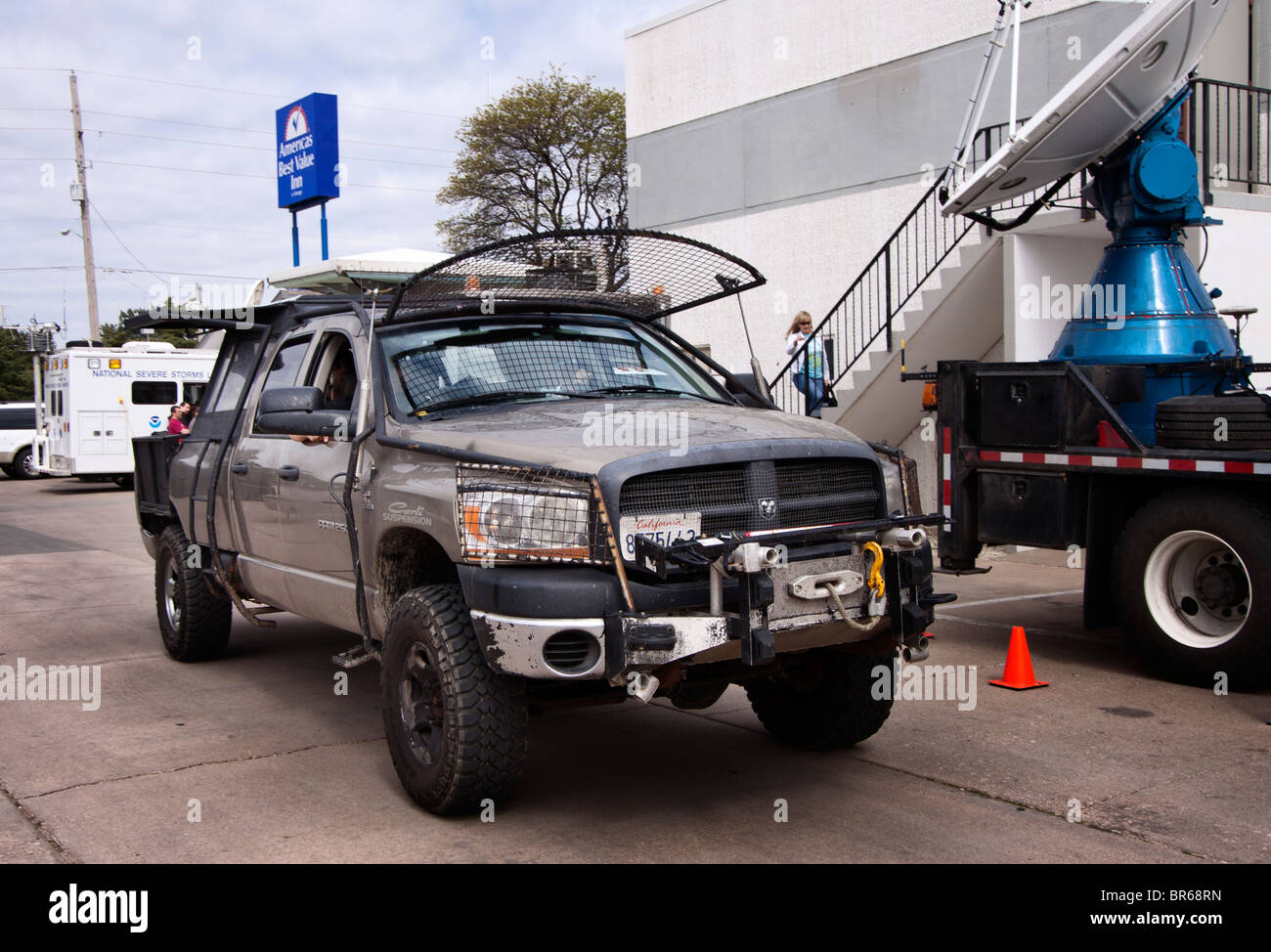 'The Doghouse' is a support vehicle for Sean Casey's 'Tornado Intercept Vehicle', an armoured truck Stock Photo