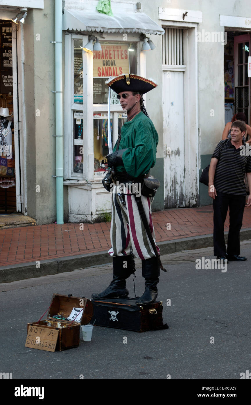 A "human statue" in the French Quarter, Bourbon Street, New Orleans