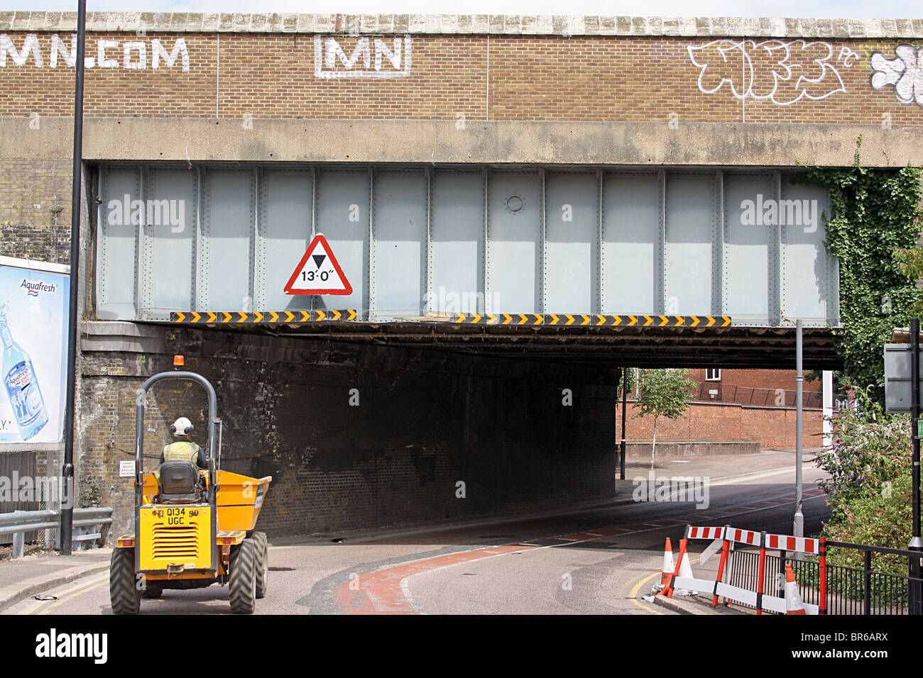 Northern Outfall Sewer in a bridge as it crosses Manor Road, East London. Stock Photo