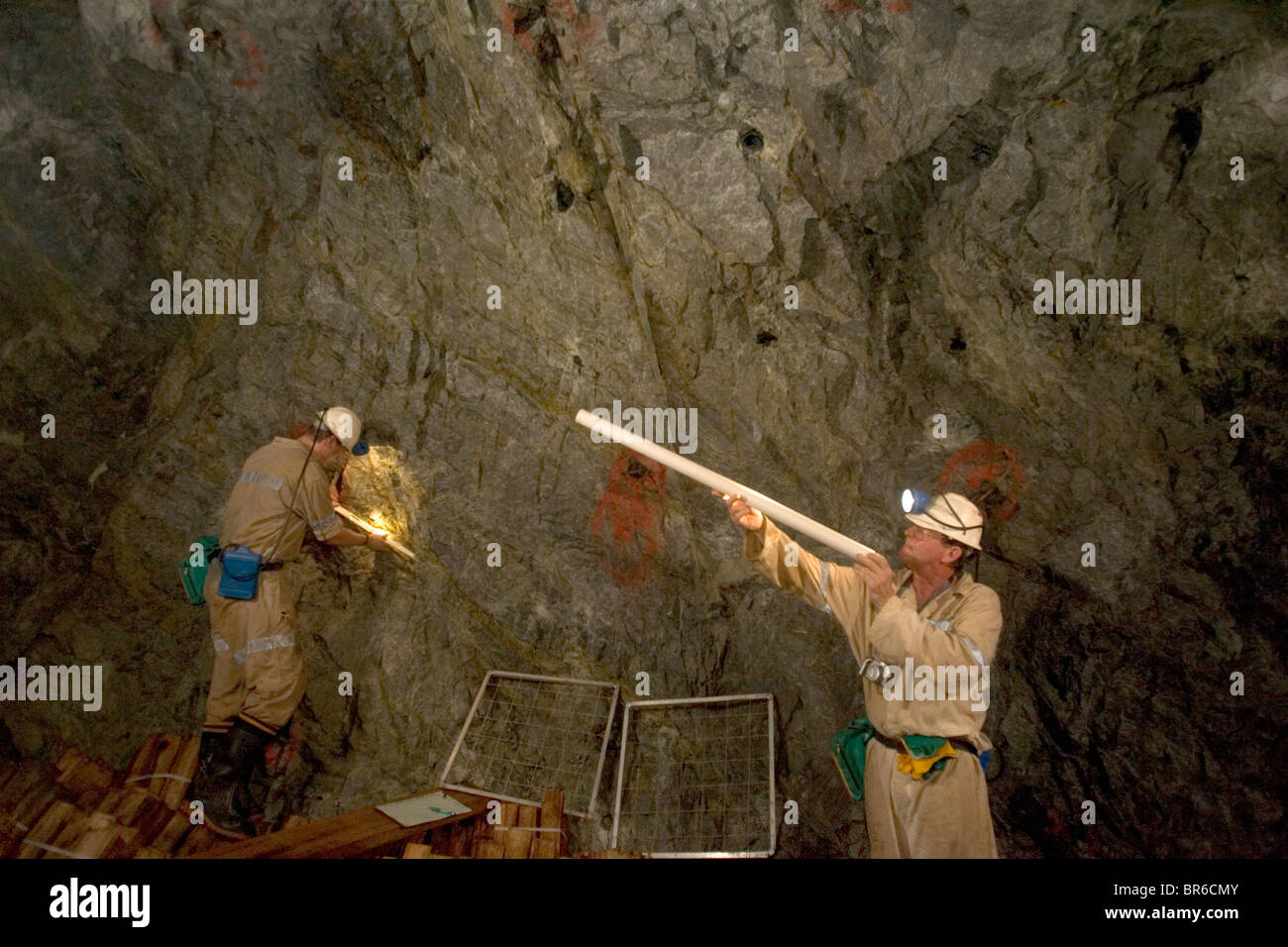 Seismic monitors in gold mine. Stock Photo