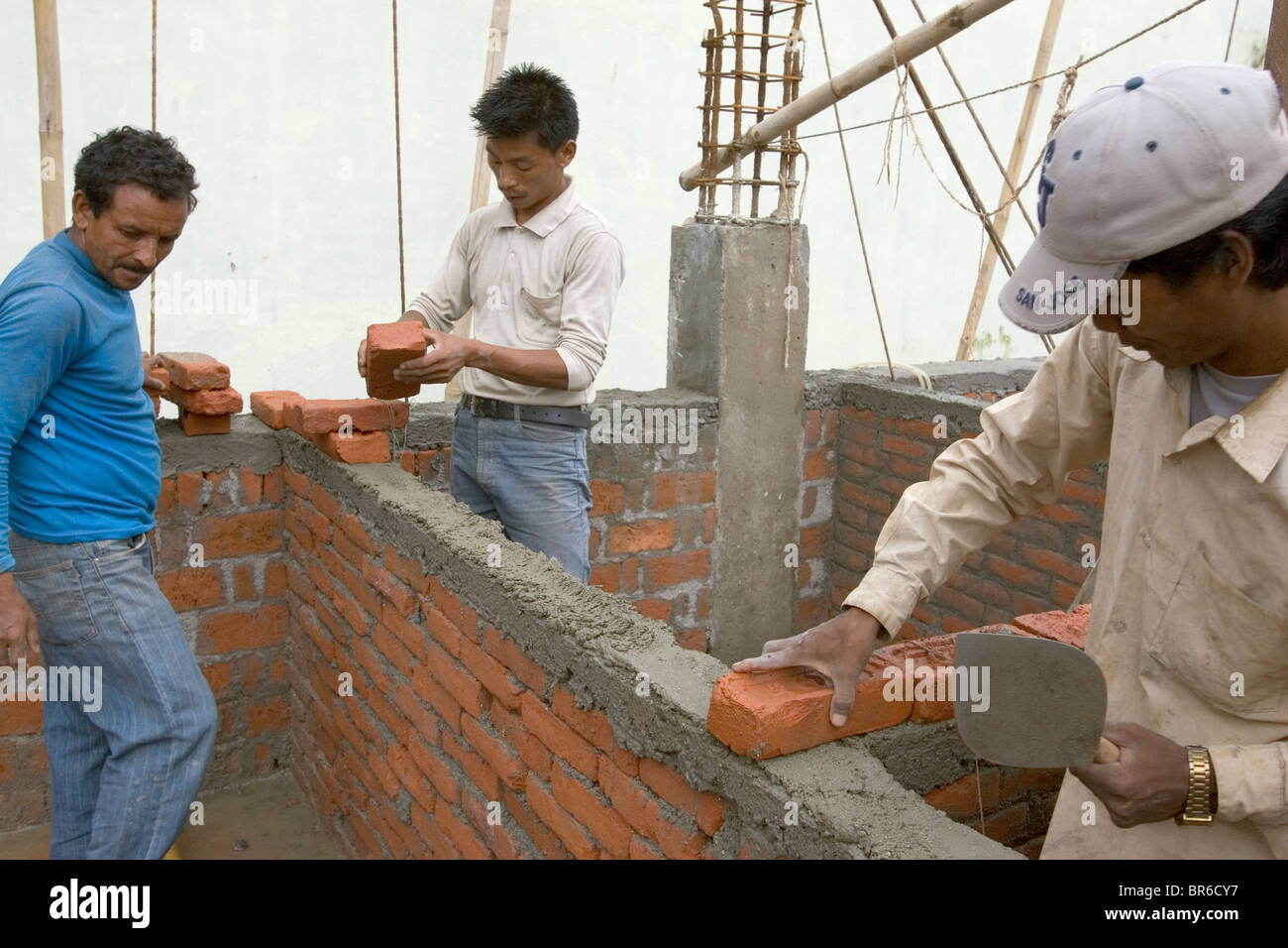 Mason construction in Nepal. Stock Photo
