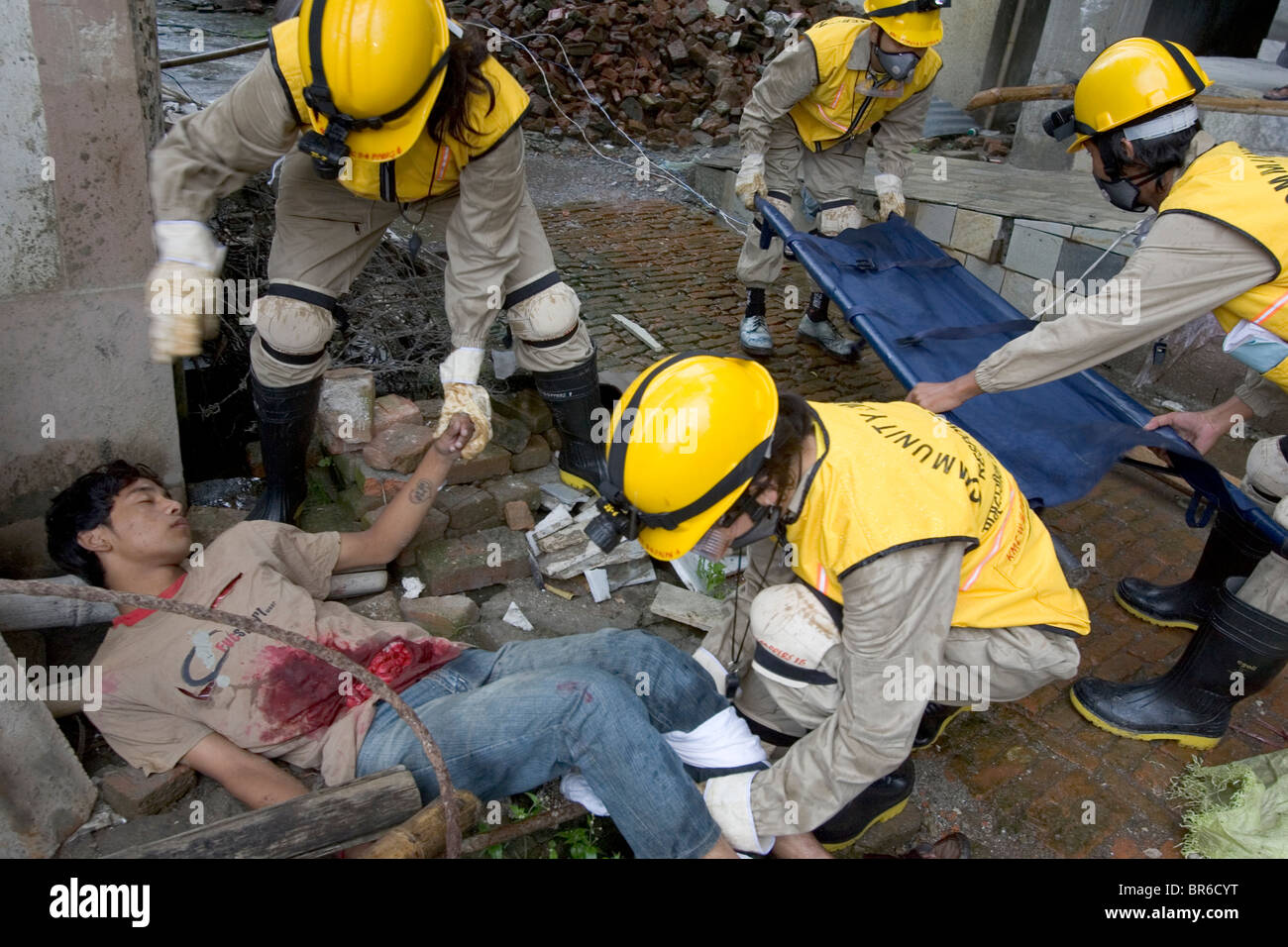 Community search and rescue team in Kathmandu Nepal. Stock Photo
