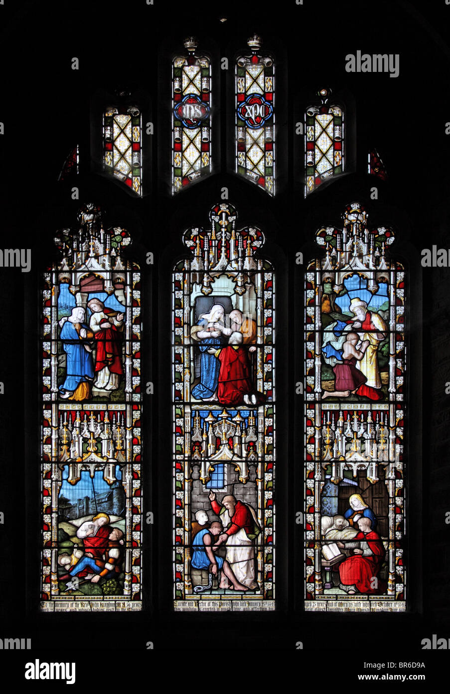 A stained glass window of 1870 by Lavers, Barraud & Westlake depicting