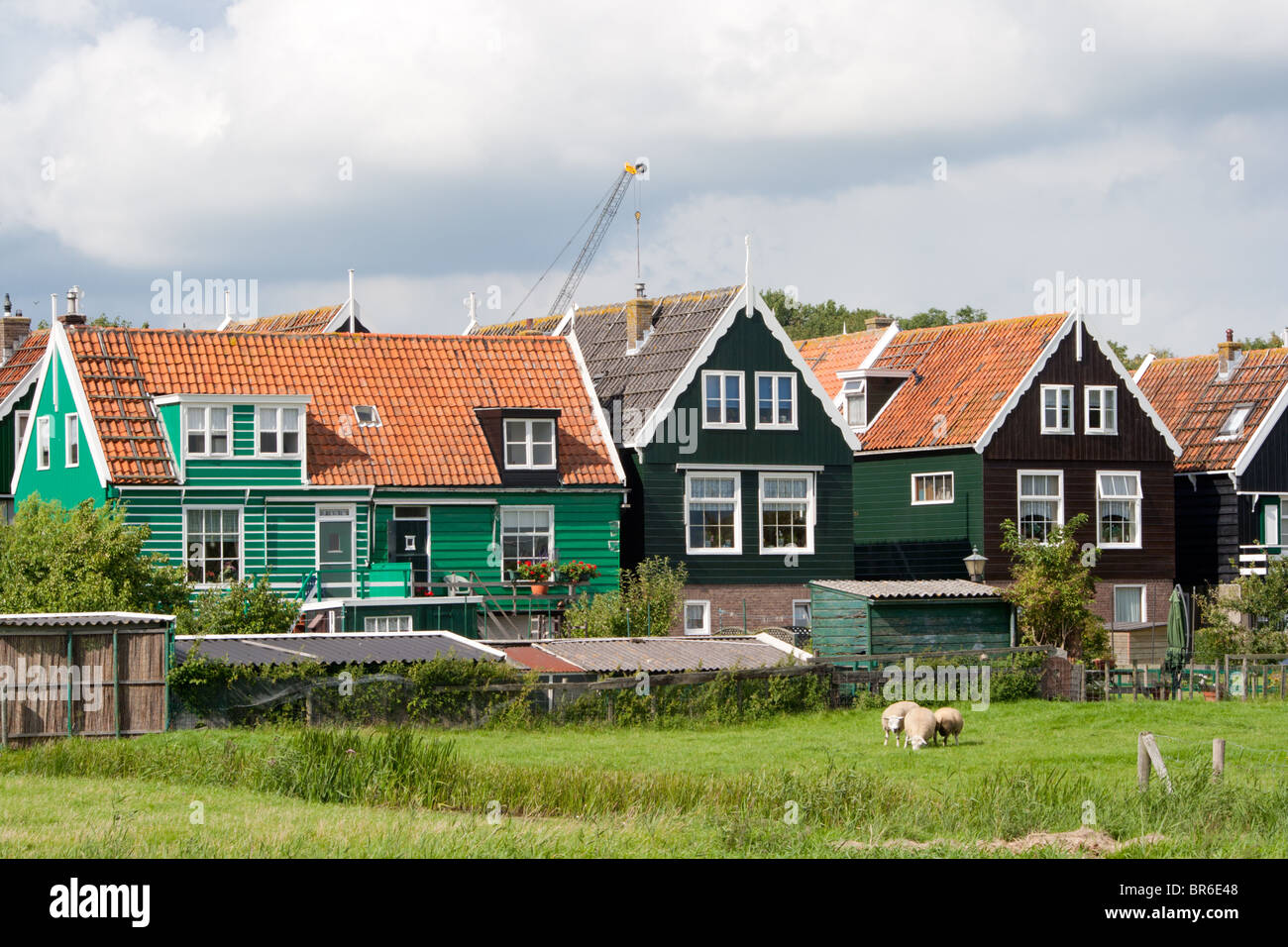 Traditional houses in the town of Marken, Holland Stock Photo
