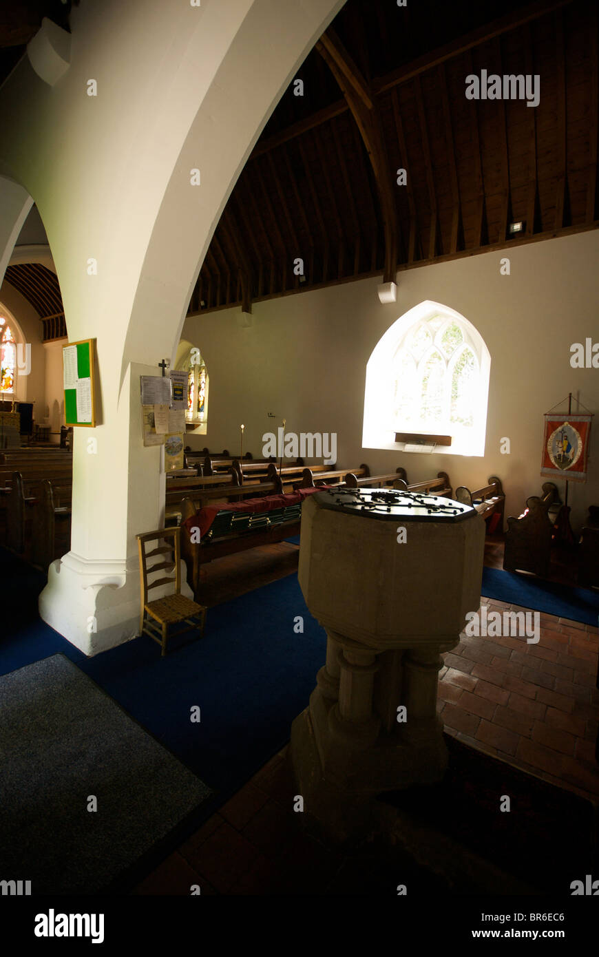 Eastbury Parish Church Berkshire UK Interior Font Stock Photo