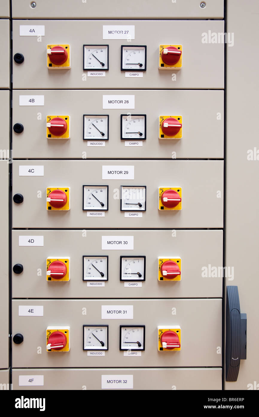 Electrical cubicle panel board motor control Stock Photo