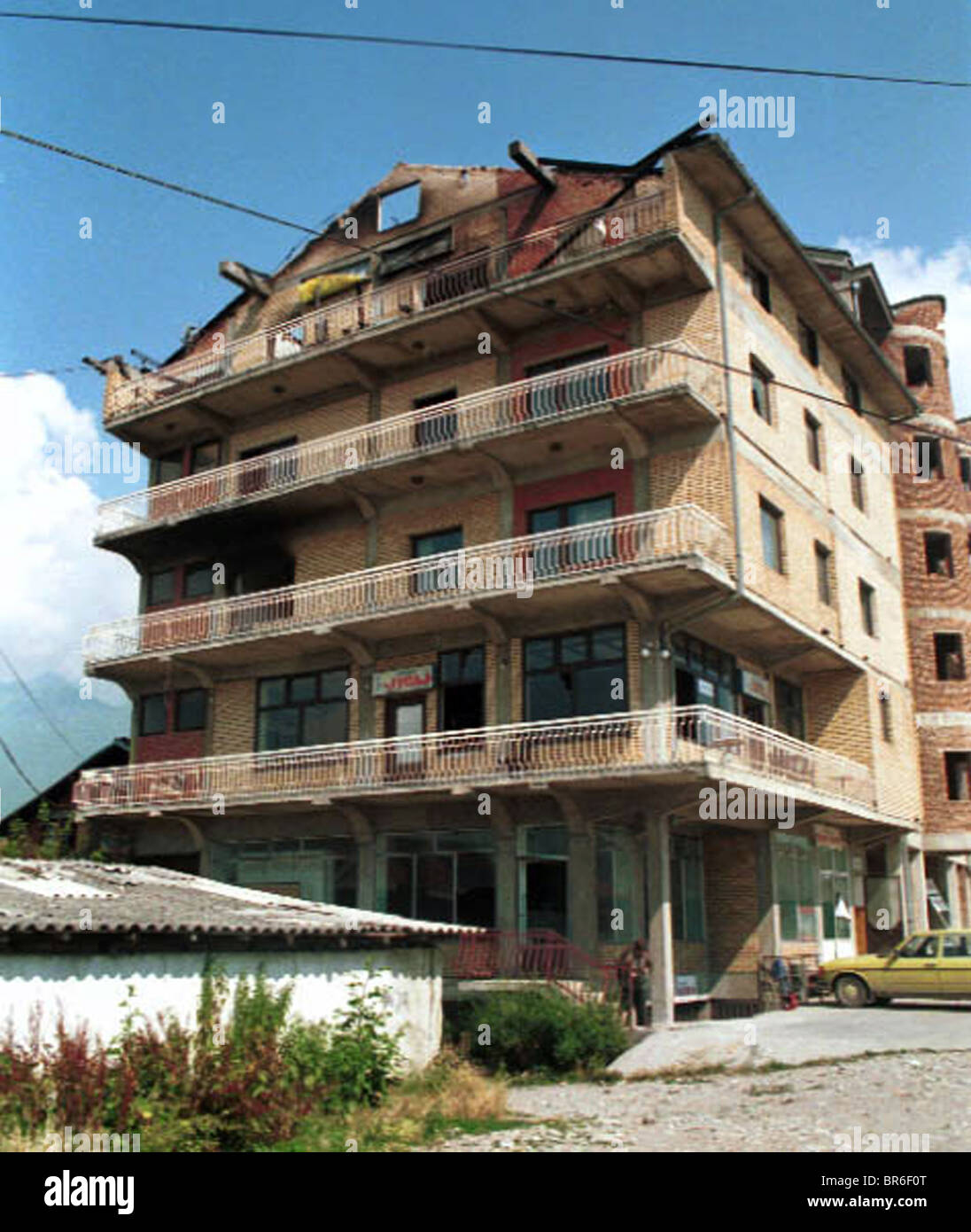 City destruction in Pec, Kosovo. Stock Photo