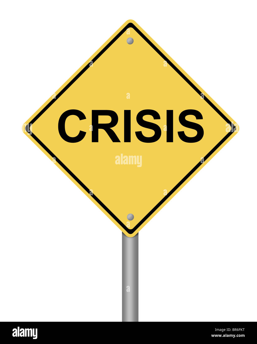crisis yellow warning sign Stock Photo