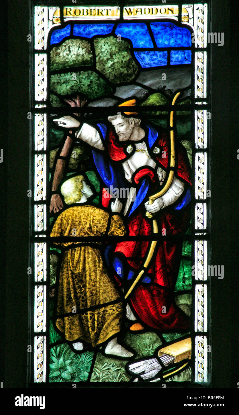 Stained glass window depicting Robert Waddon, Morwenstow church