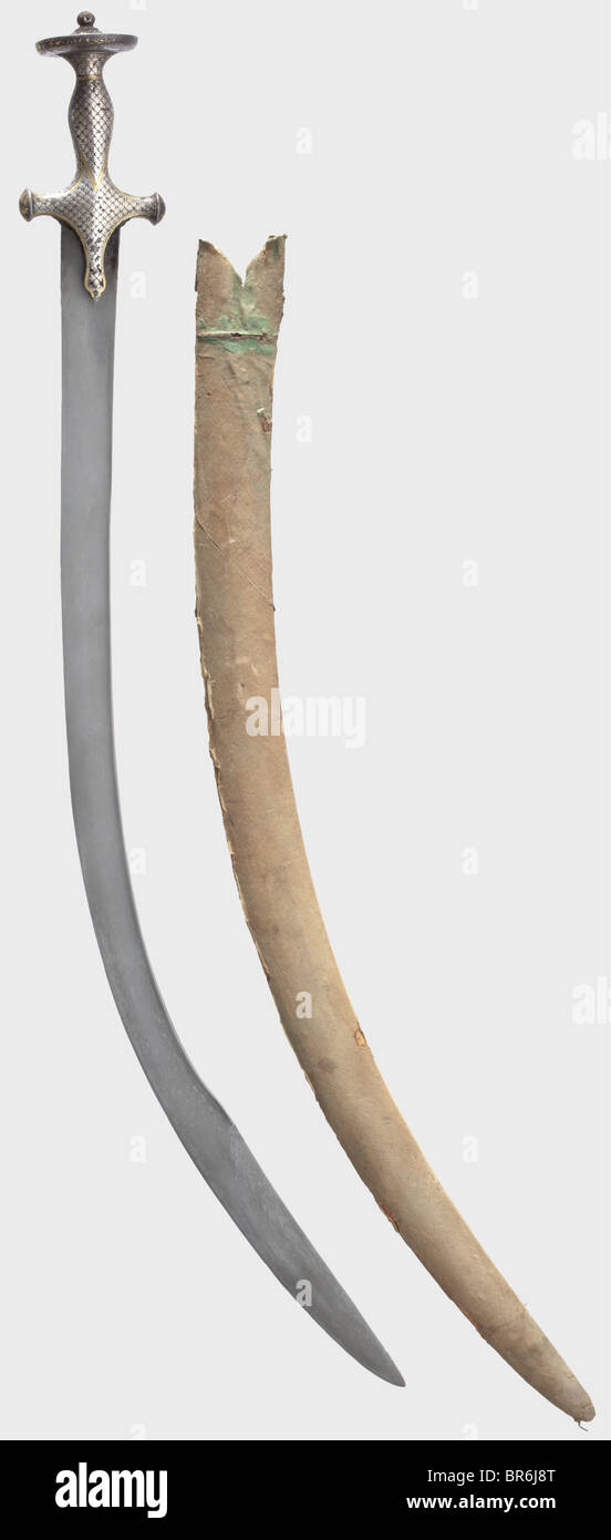 An Indian tulwar with a kilij blade, circa 1800. Singleedged wootz