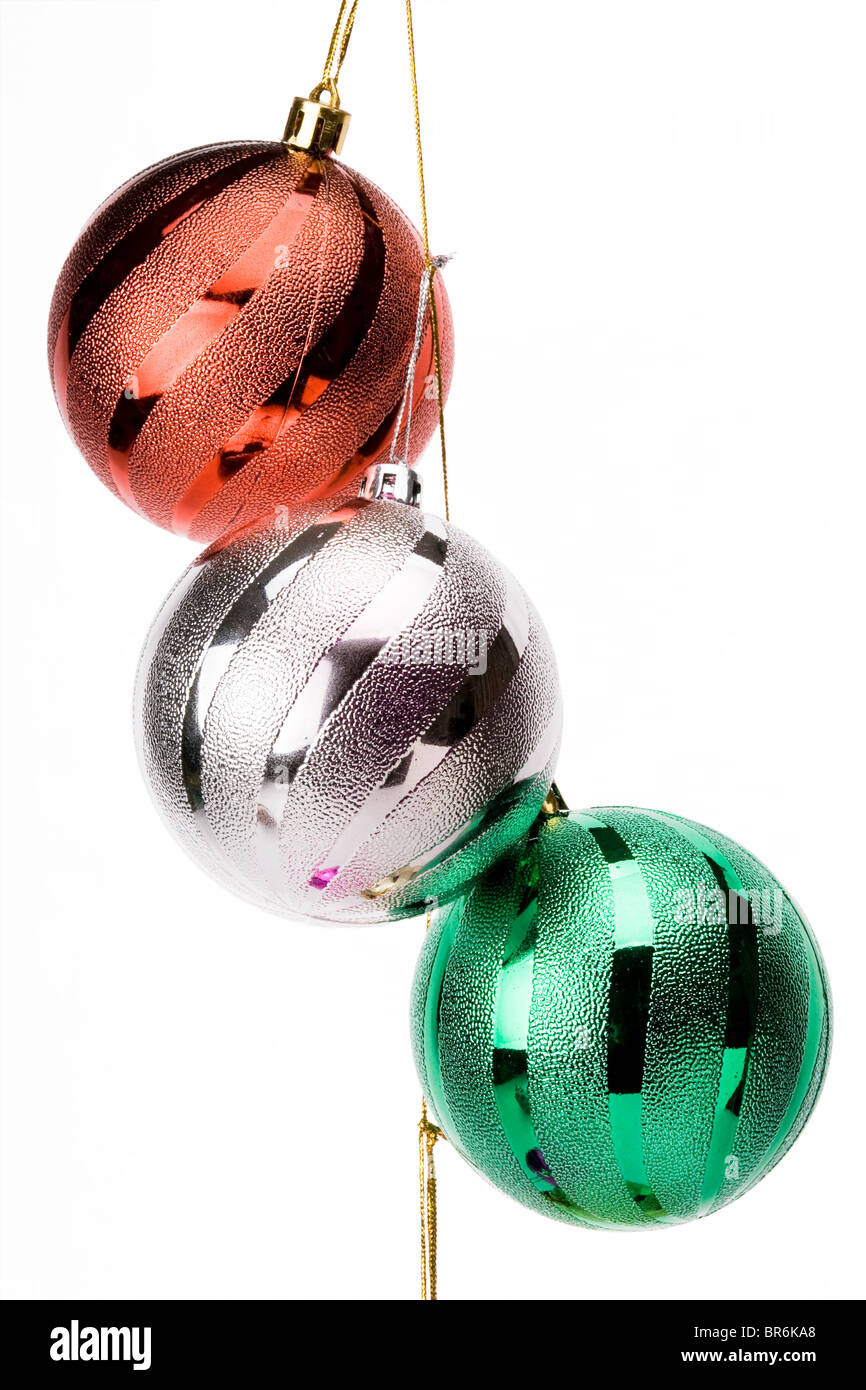 beautiful christmas tree decorations balls on a white background Stock ...