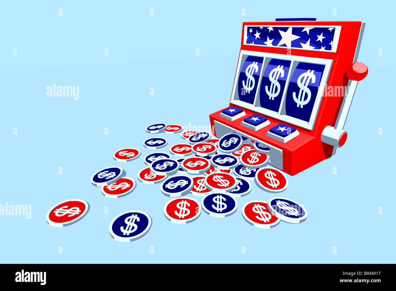 Dollar coins falling from slot machine Stock Photo Alamy