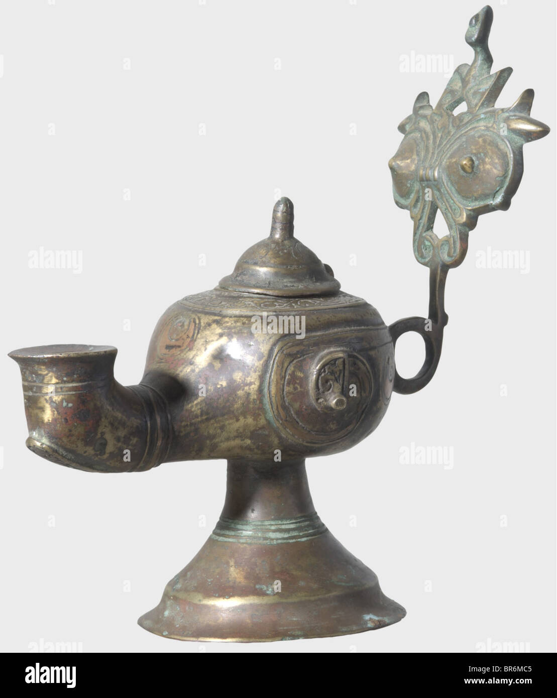 Vintage Oil Burning Engraved Brass Genie Lamp, Made in India