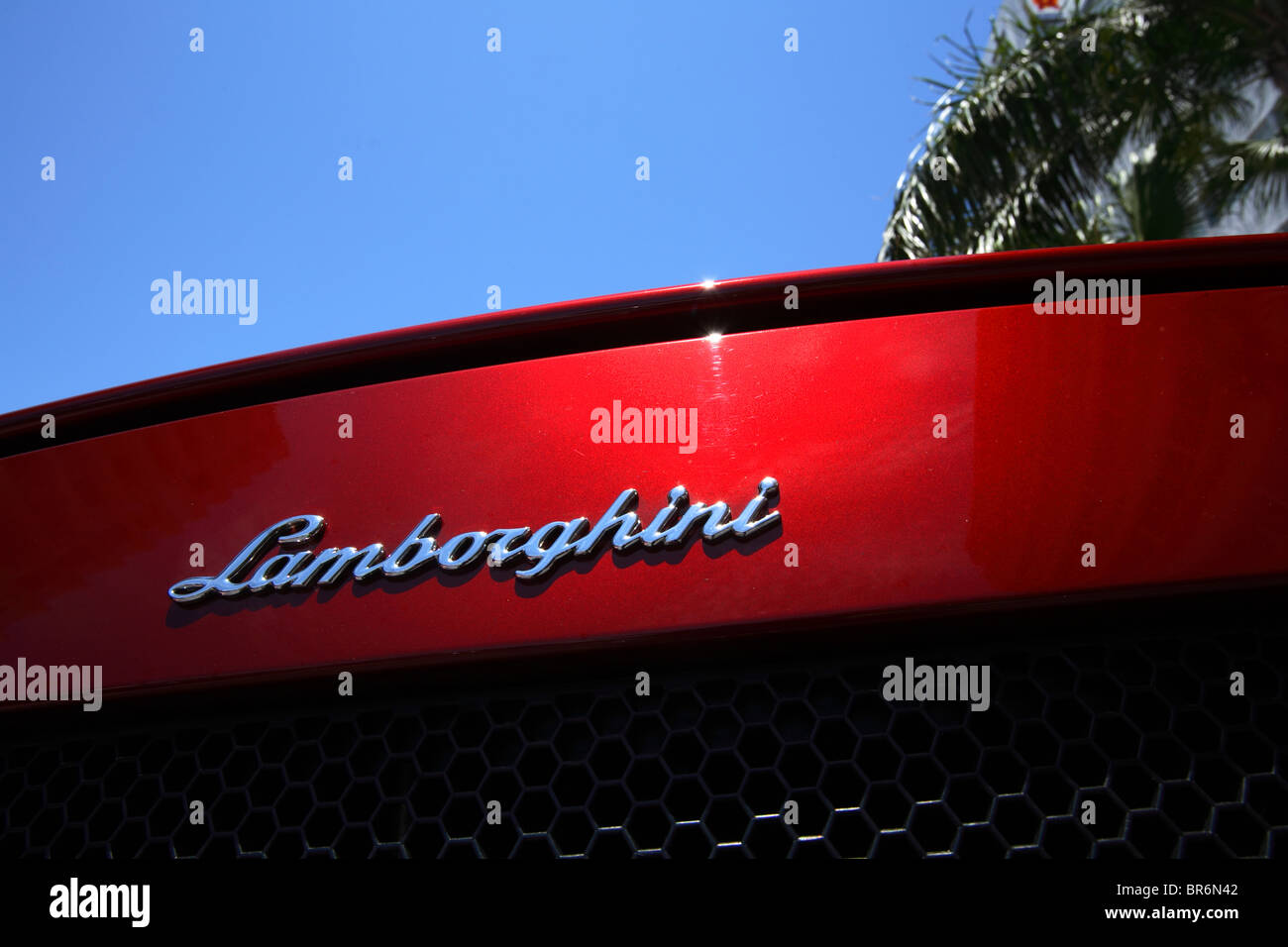 A Lamborghini Diablo parked at the Shelborne hotel on South Beach in Miami FL. Stock Photo