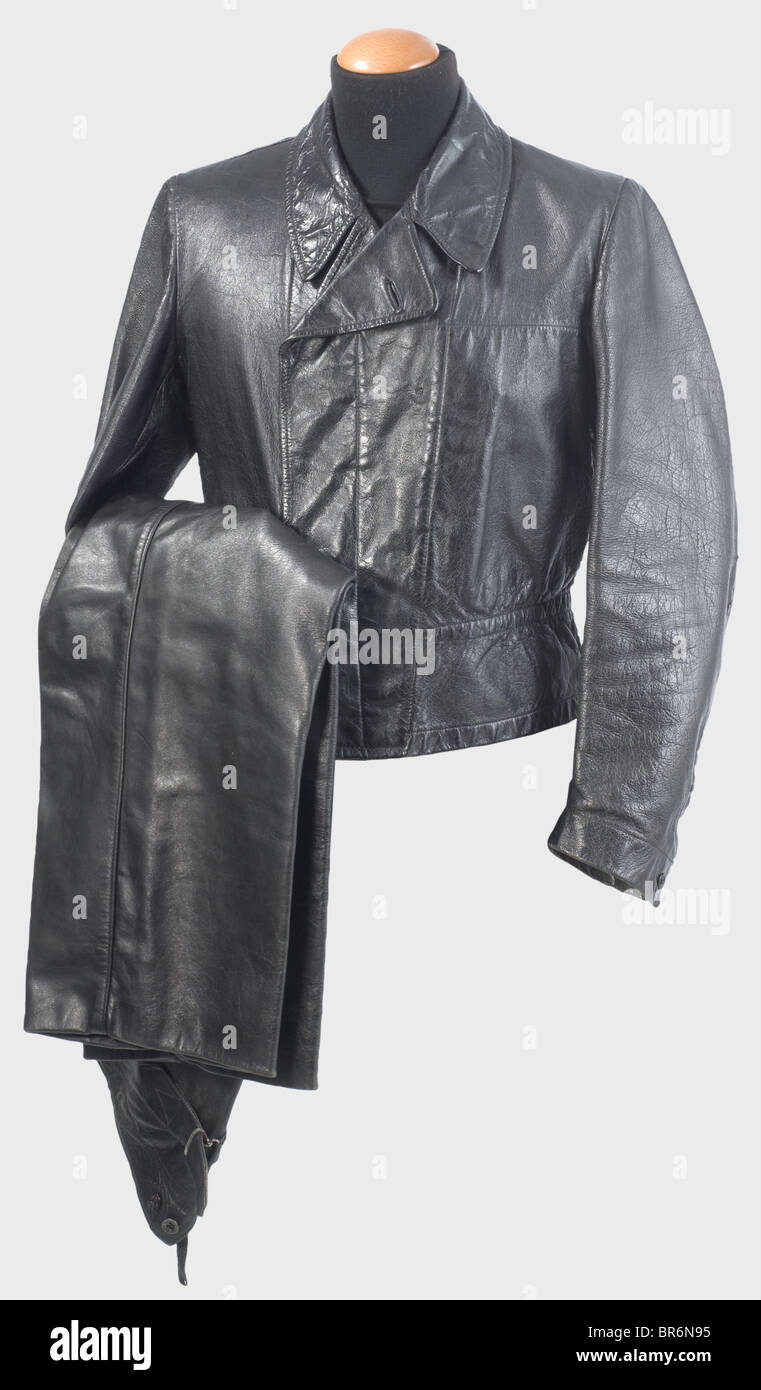 A special black leather uniform for panzer troops., Smooth black ...
