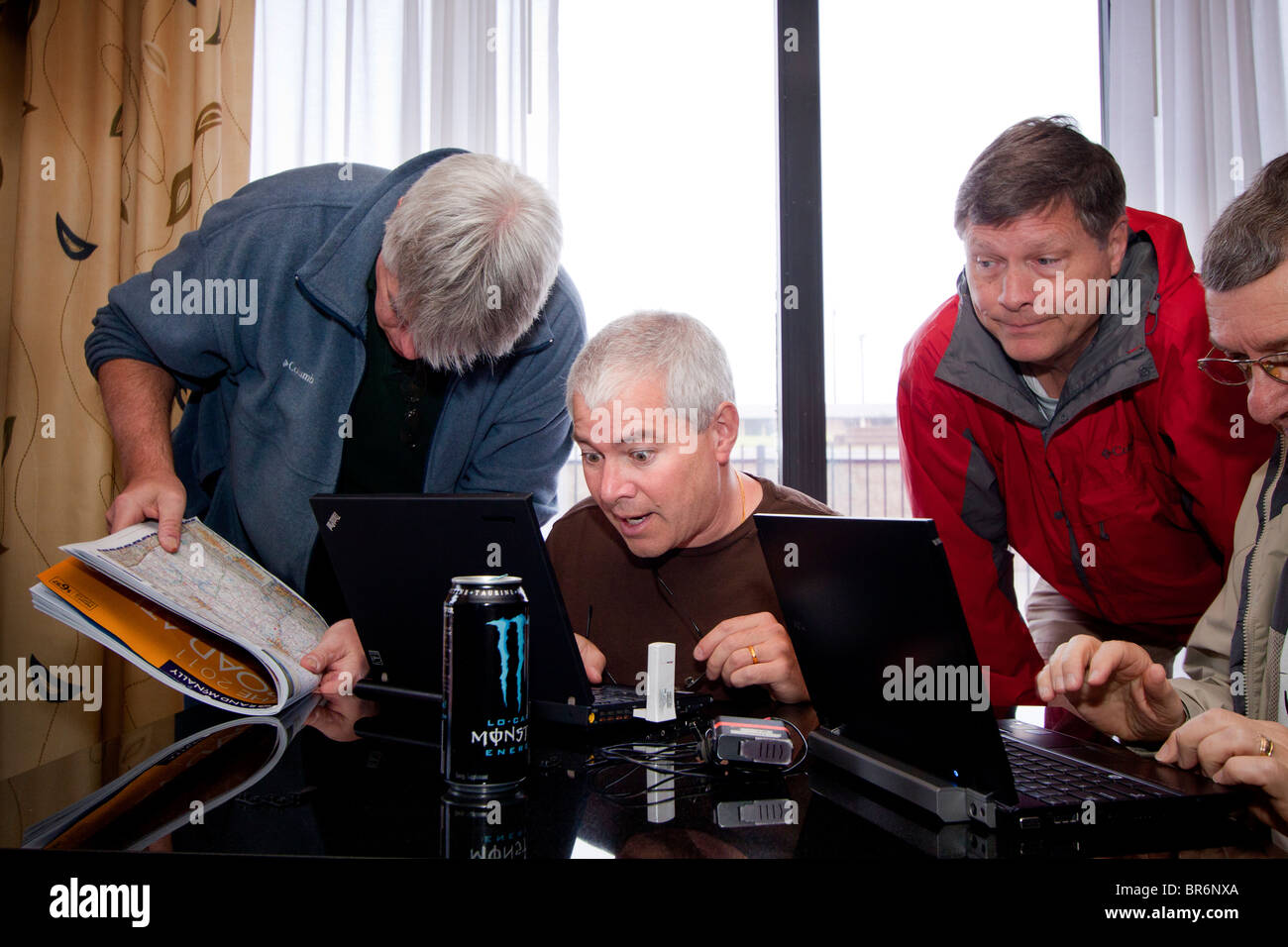 VORTEX2 scientists Lou Wicker, from left, Josh Wurman Conrad Ziegler and Don Burgess, plan their day Stock Photo