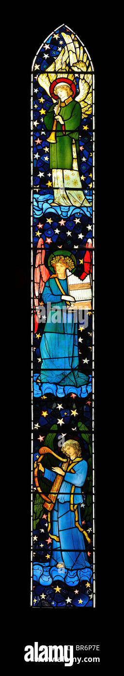 The right panel of the east window, St James Church, Staveley, Cumbria. Designed and manufactured by William Morris. Stock Photo