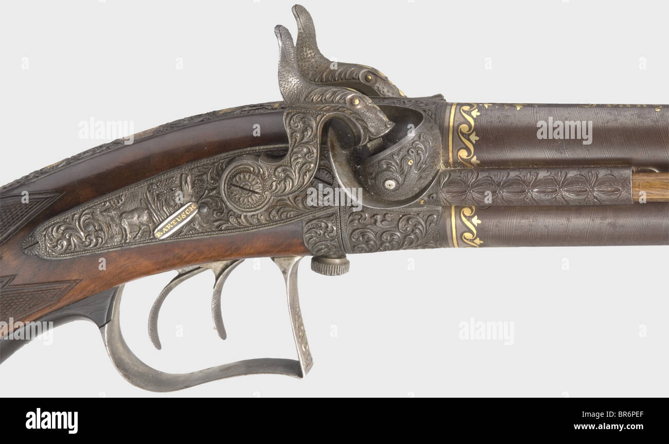 A deluxe percussion over-and-under rifle-shotgun from the possessions ...